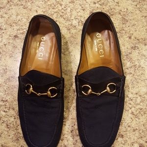 Men's black canvas Guuci loafers, 12m